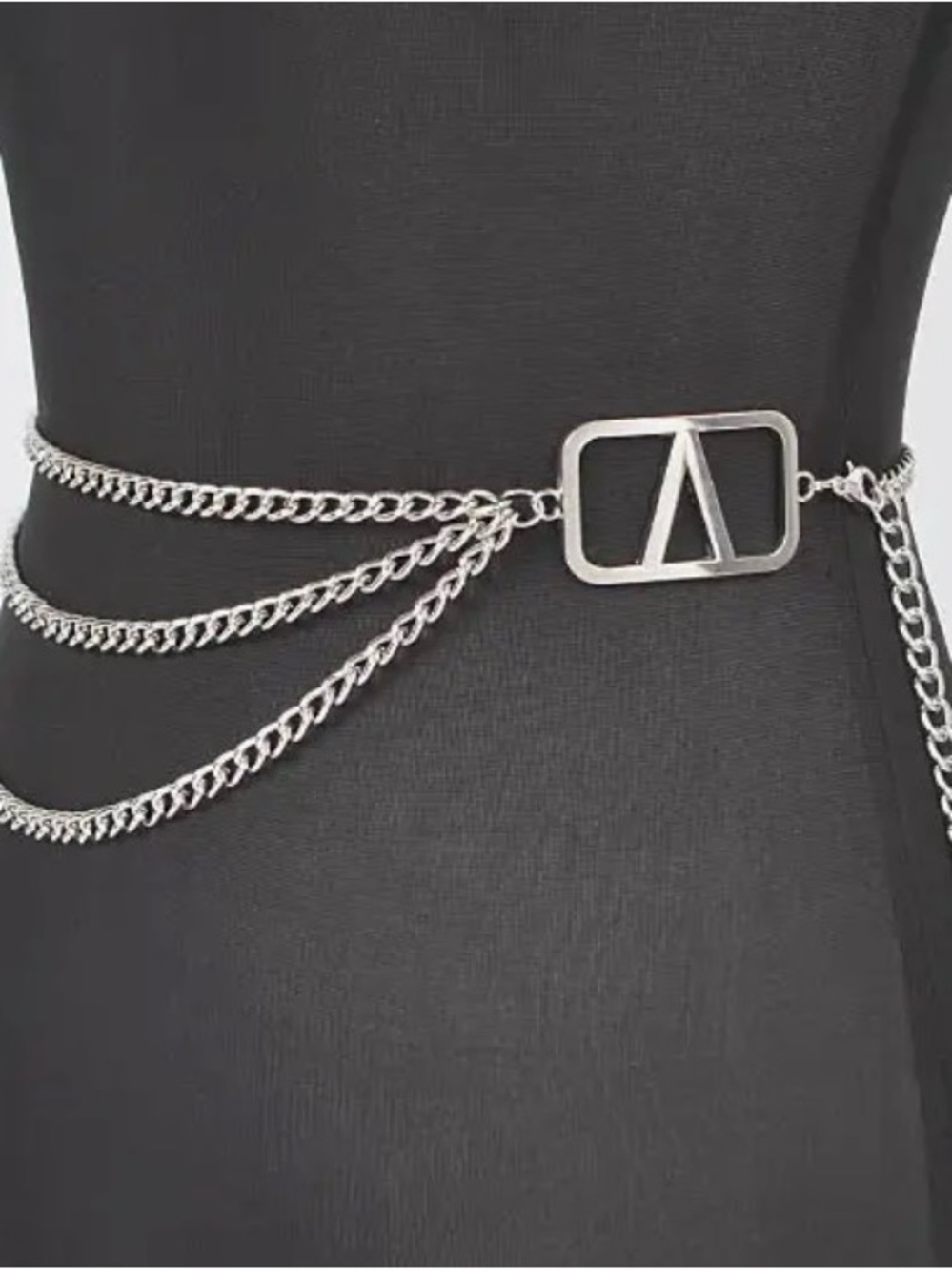 Silver Toned Layered Chain Waist Belt - PLUS size.